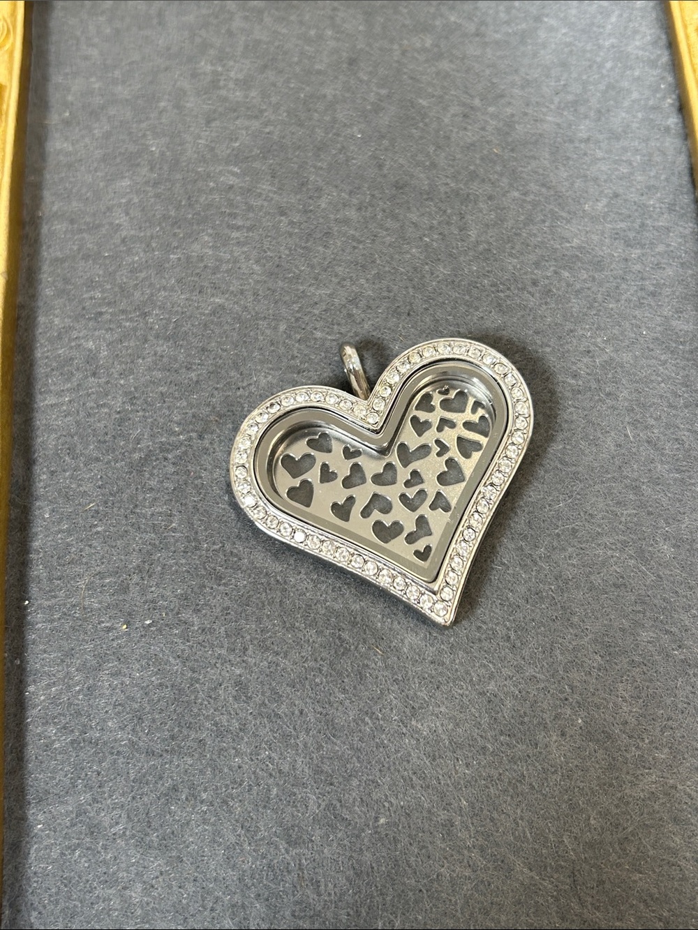 Bundle of Origami Owl Silver Heart Locket Pendant with Crystal Accents & Charm